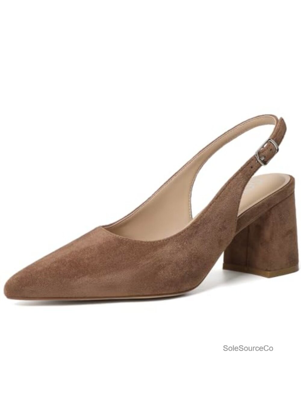 Mostrin Slingback Block Heels Women's Pumps Chunky Suede Office Work Shoes